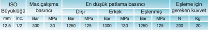LPG Hızlı Birleştirici Teknik Bilgileri